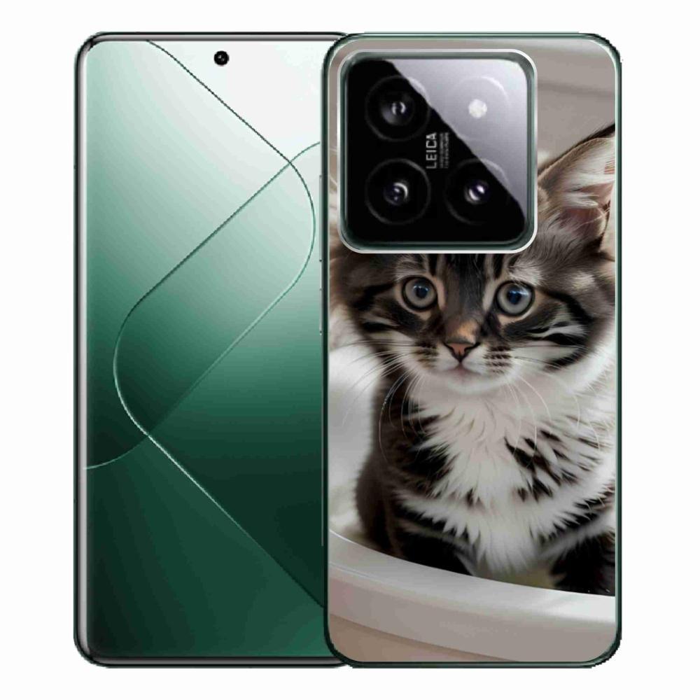 Gelový kryt mmCase na Xiaomi 14 Pro - zvědavé kotě