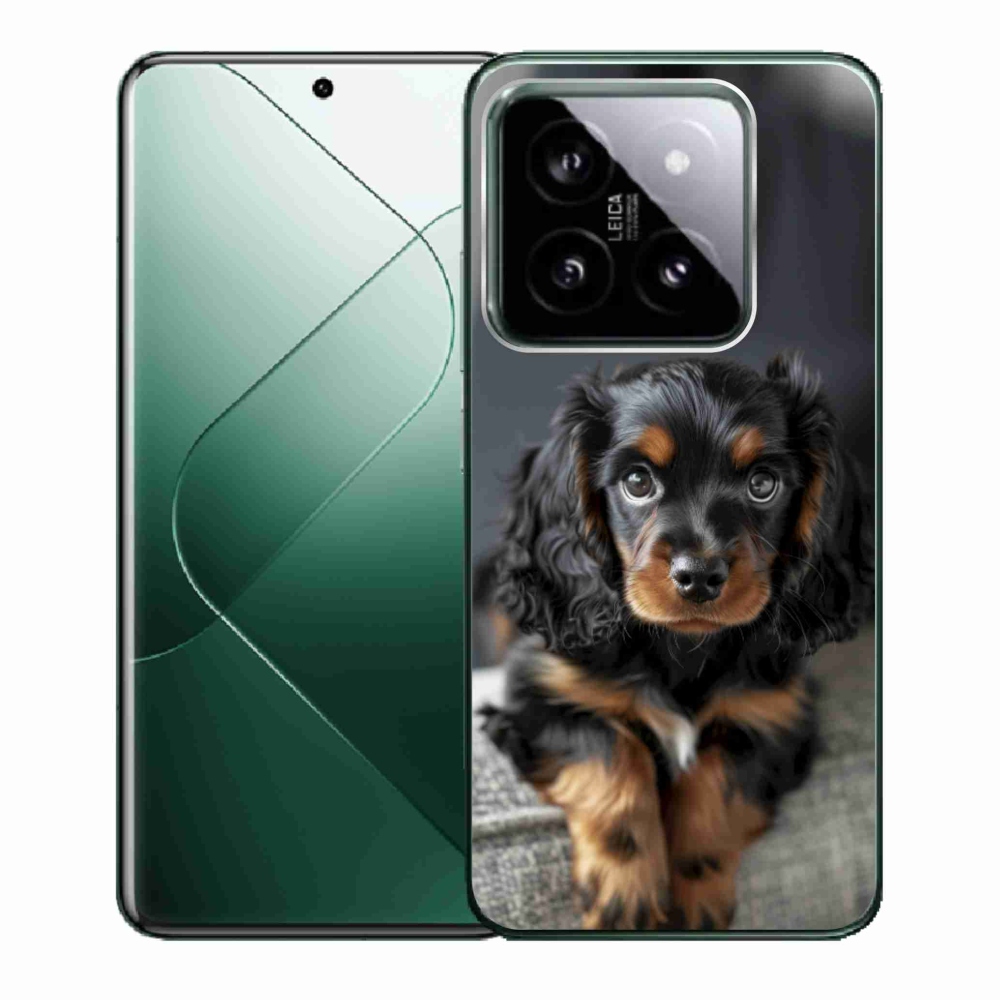 Gelový kryt mmCase na Xiaomi 14 - roztomilý dlouhosrstý jezevčík