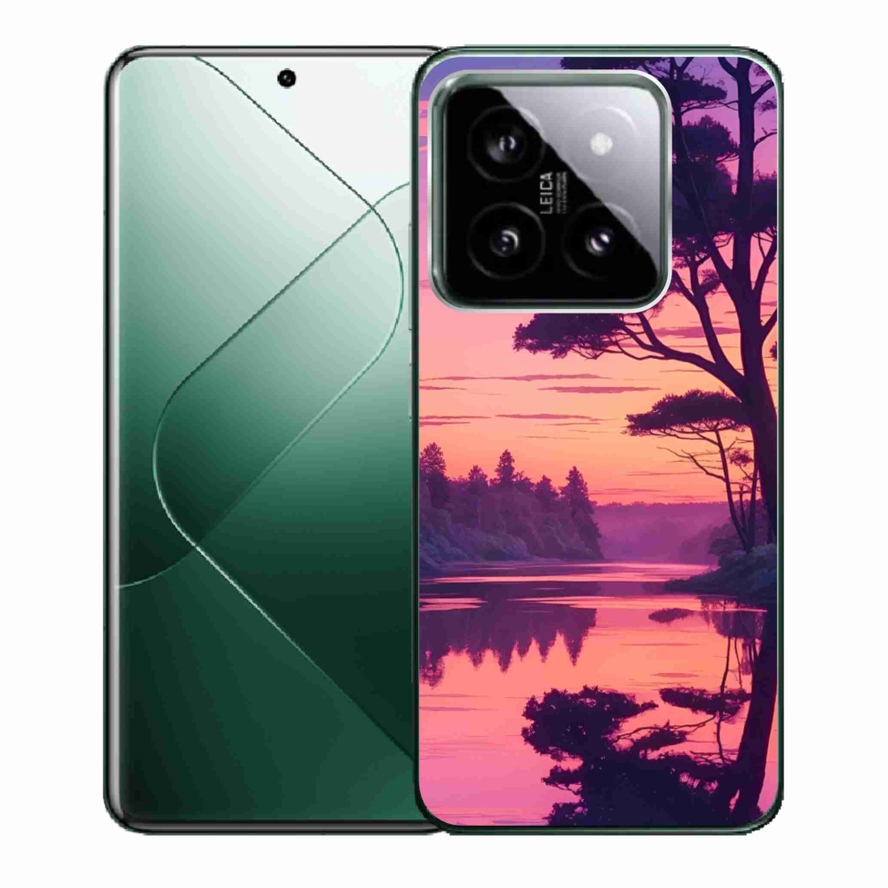 Gelový kryt mmCase na Xiaomi 14 - západ slunce nad jezerem