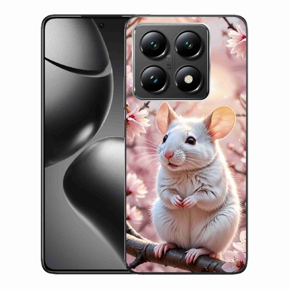 Gelový kryt mmCase na Xiaomi 14T - bílá myš na větvi