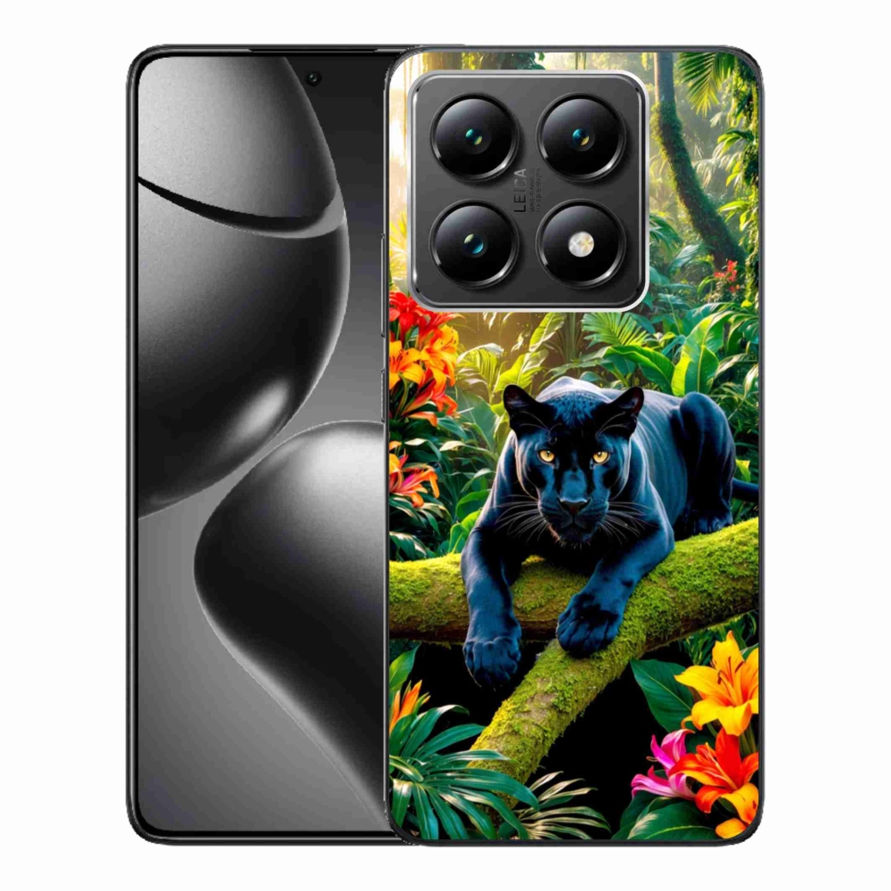Gelový kryt mmCase na Xiaomi 14T - černý panter v džungli