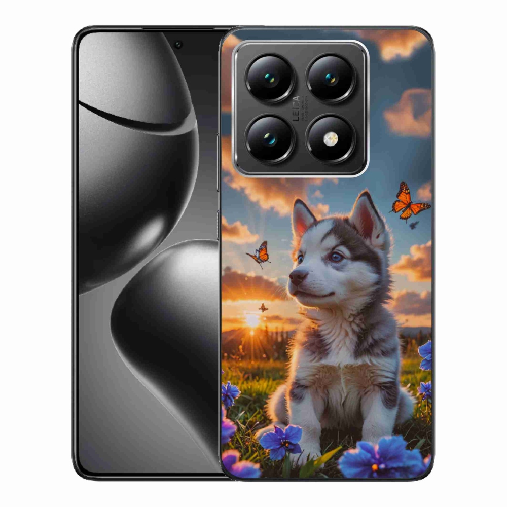Gelový kryt mmCase na Xiaomi 14T - husky při západu slunce