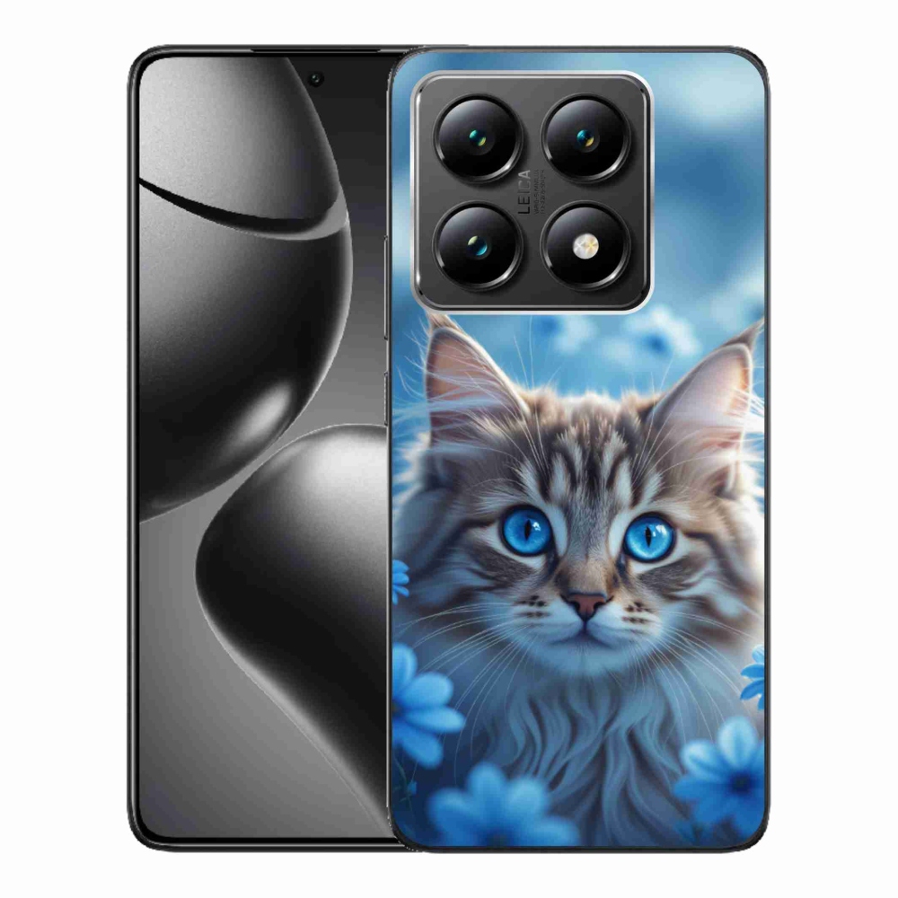 Gelový kryt mmCase na Xiaomi 14T - koťátko v modrých květech