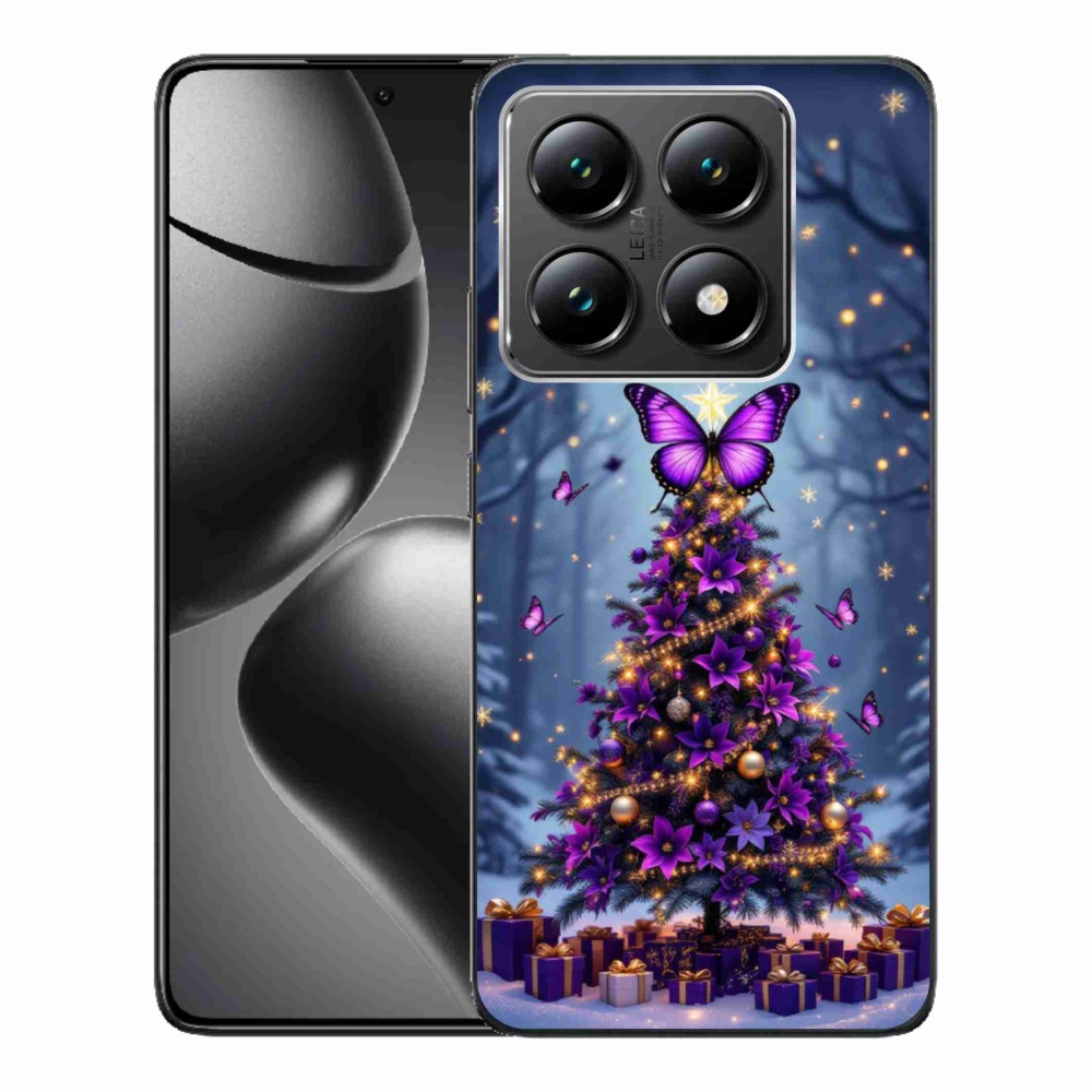Gelový kryt mmCase na Xiaomi 14T - motýlí vánoční stromek