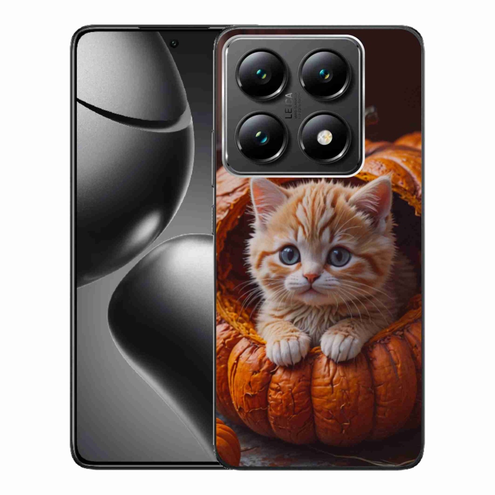 Gelový kryt mmCase na Xiaomi 14T Pro - kotě a dýně 2