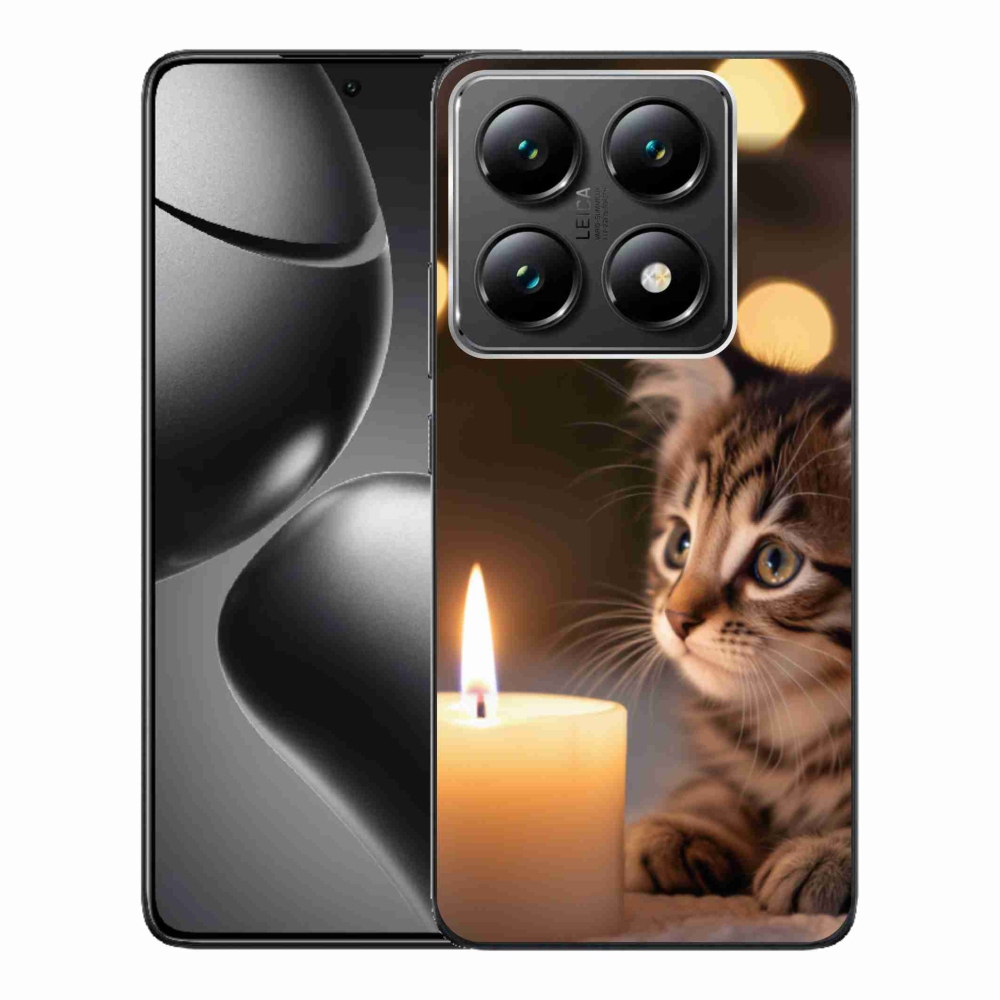 Gelový kryt mmCase na Xiaomi 14T Pro - kotě a svíčka
