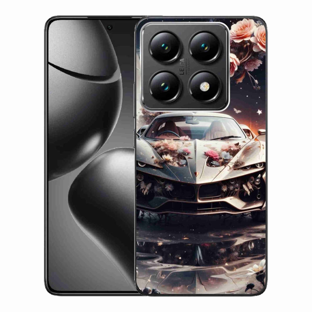 Gelový kryt mmCase na Xiaomi 14T Pro - květinový sportovní vůz