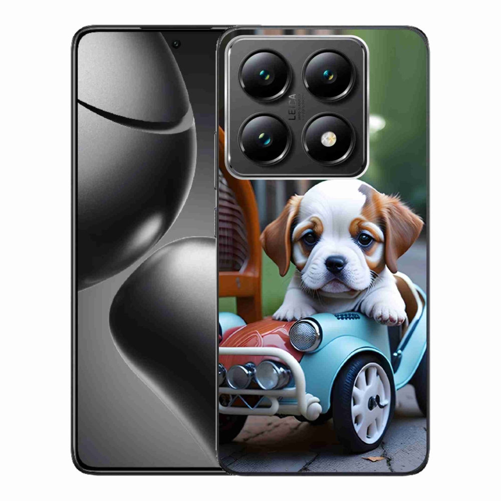 Gelový kryt mmCase na Xiaomi 14T Pro - štěně v retro autě