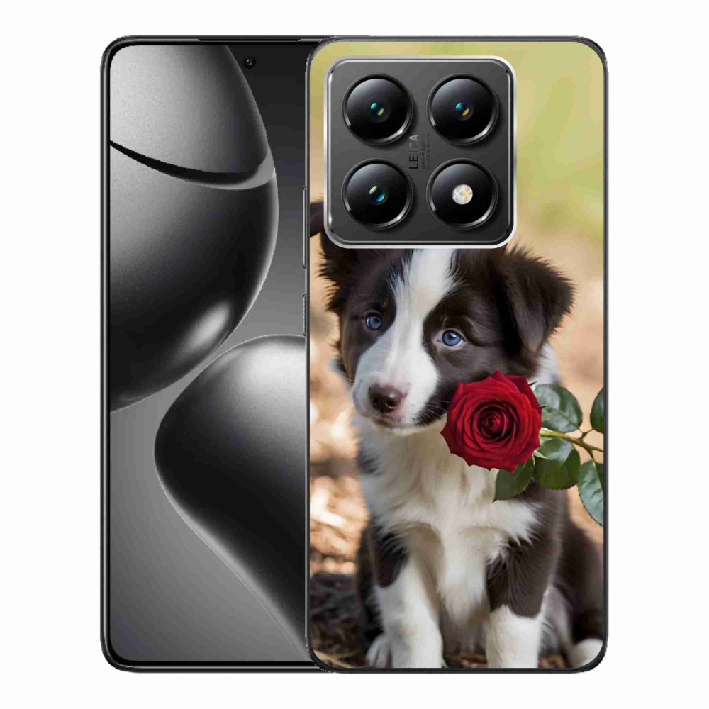 Gelový kryt mmCase na Xiaomi 14T - roztomilá border kolie s růží