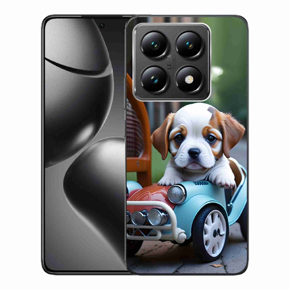 Gelový kryt mmCase na Xiaomi 14T - štěně v retro autě
