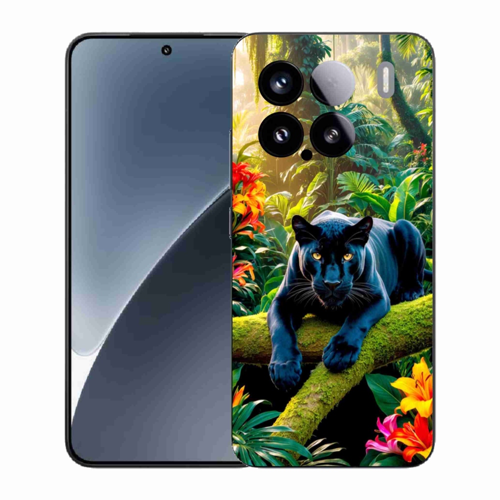 Gelový kryt mmCase na Xiaomi 15 - černý panter v džungli