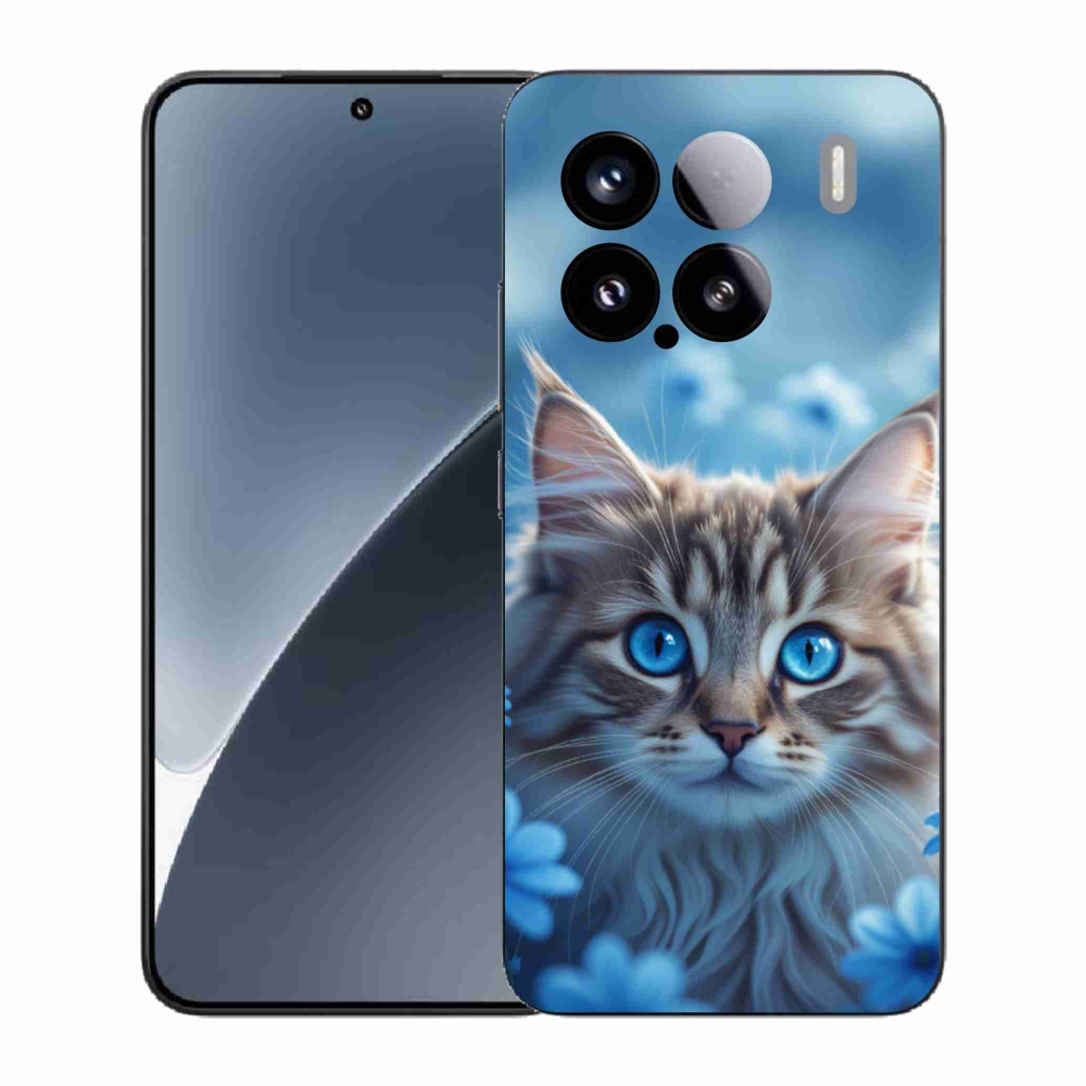Gelový kryt mmCase na Xiaomi 15 - koťátko v modrých květech