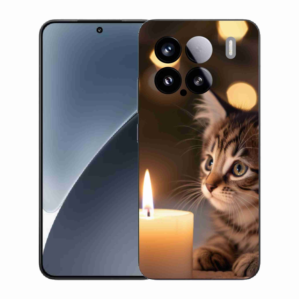 Gelový kryt mmCase na Xiaomi 15 - kotě a svíčka
