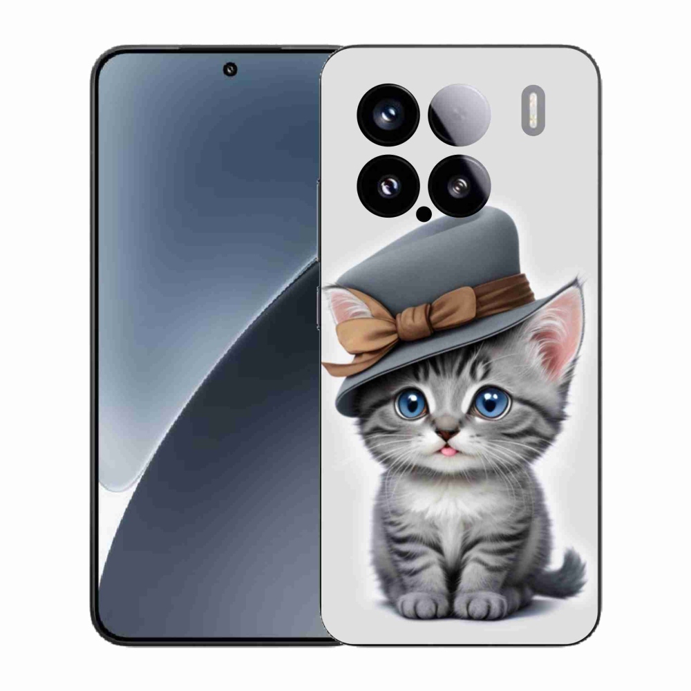 Gelový kryt mmCase na Xiaomi 15 - kotě s kloboukem