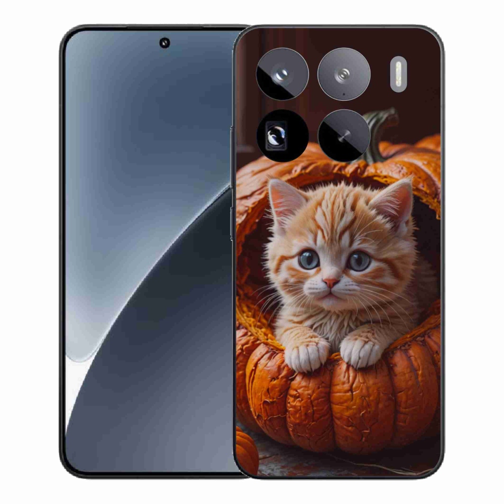 Gelový kryt mmCase na Xiaomi 15 Pro - kotě a dýně 2