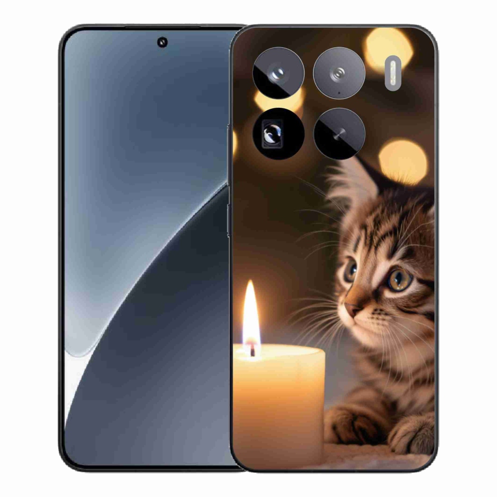 Gelový kryt mmCase na Xiaomi 15 Pro - kotě a svíčka
