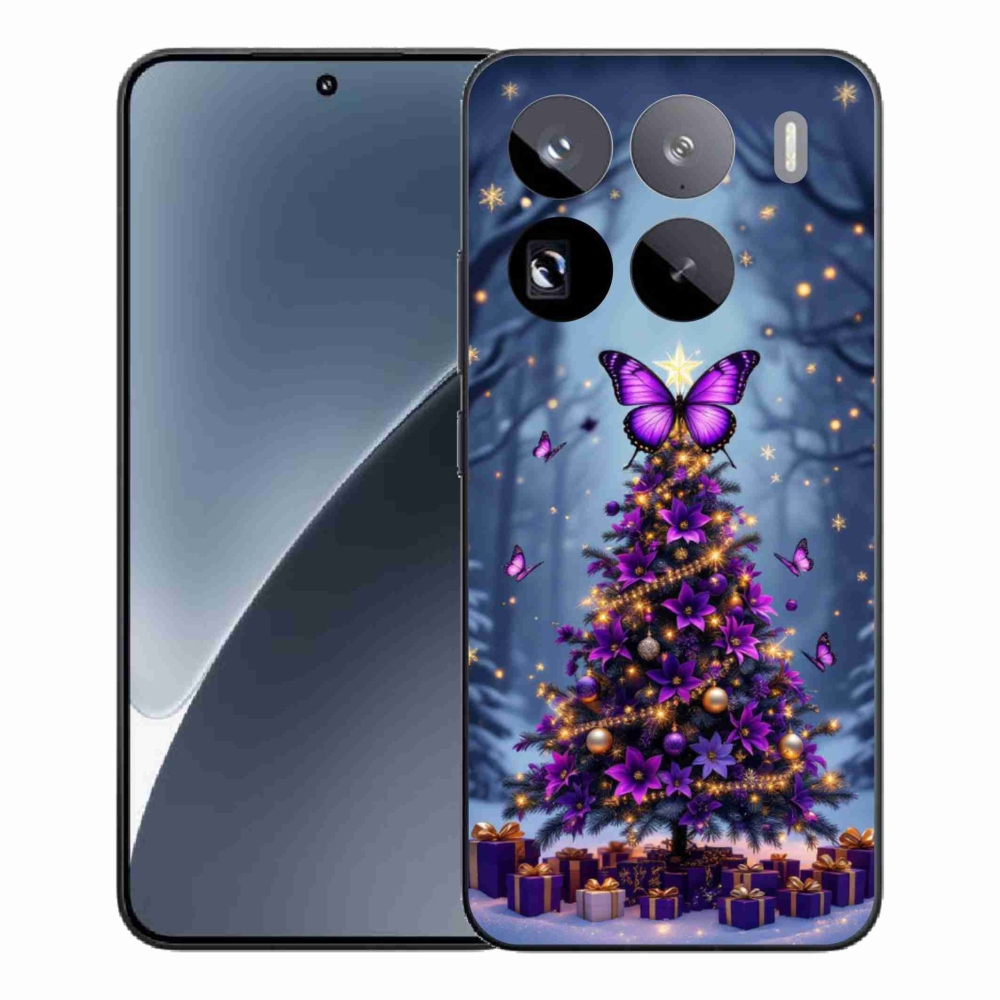 Gelový kryt mmCase na Xiaomi 15 Pro - motýlí vánoční stromek