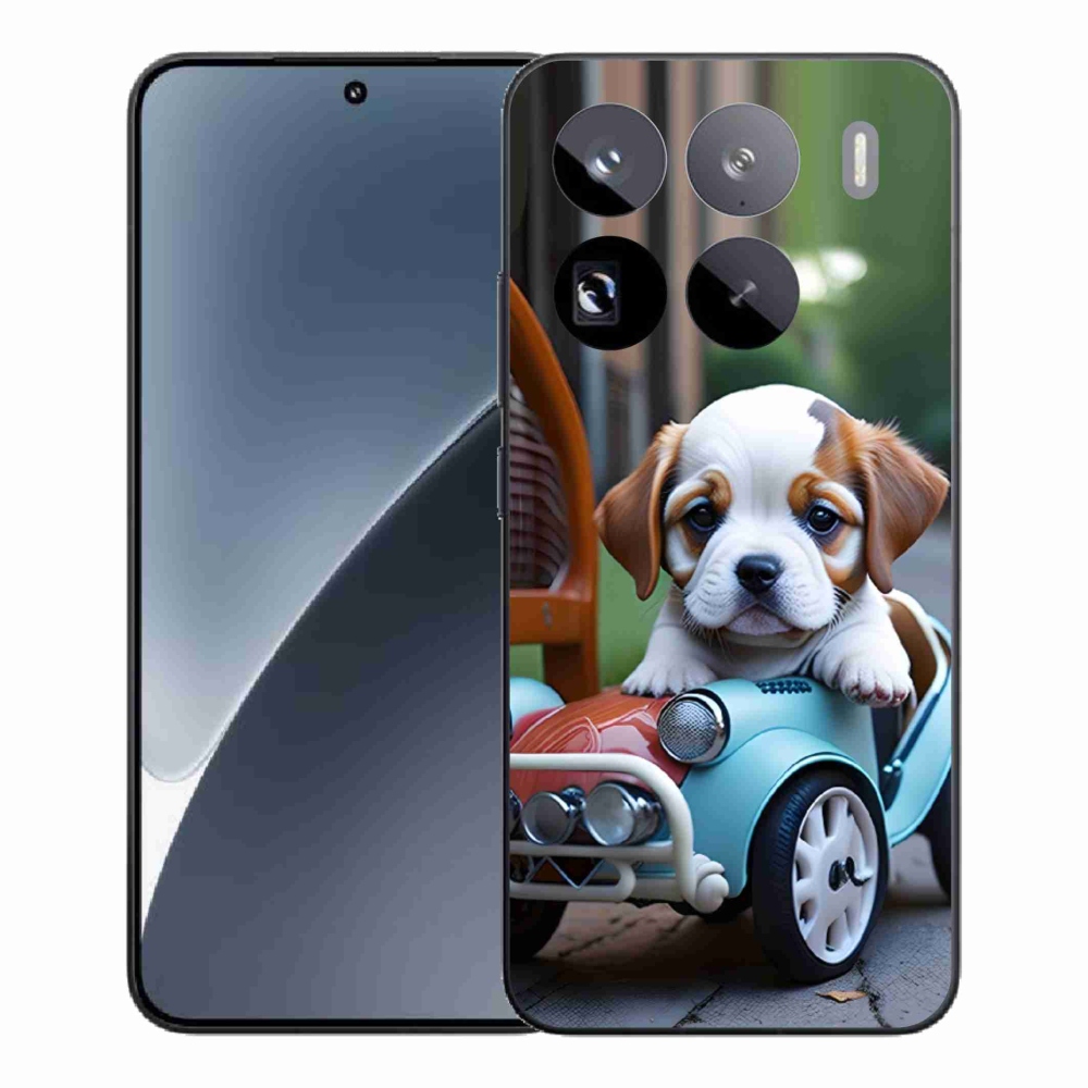 Gelový kryt mmCase na Xiaomi 15 Pro - štěně v retro autě