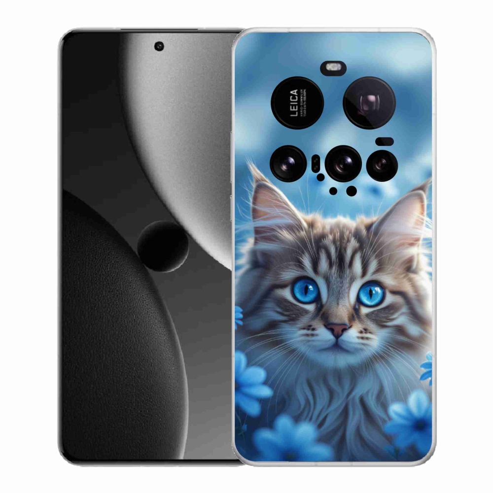 Gelový kryt mmCase na Xiaomi 15 Ultra - koťátko v modrých květech