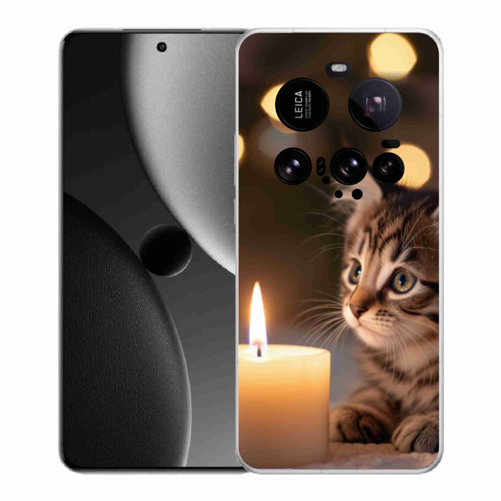 Gelový kryt mmCase na Xiaomi 15 Ultra - kotě a svíčka