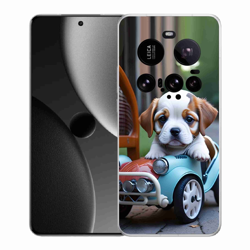 Gelový kryt mmCase na Xiaomi 15 Ultra - štěně v retro autě