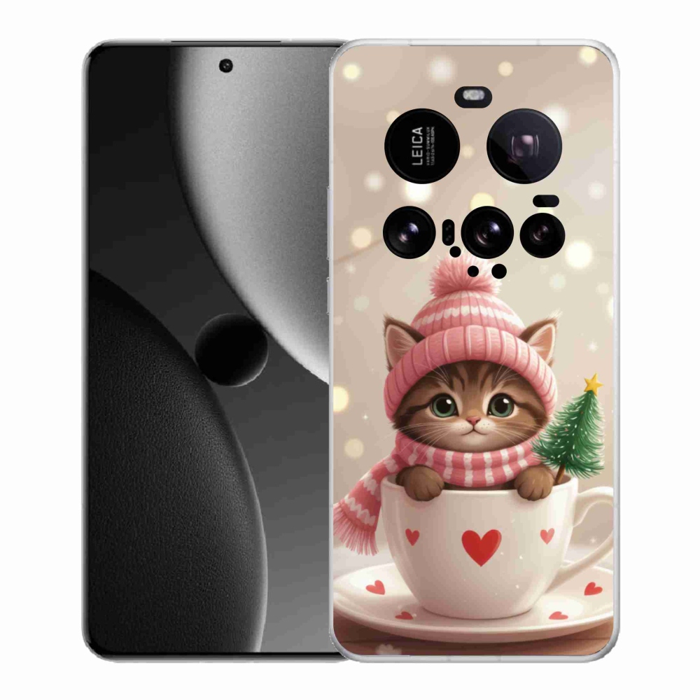 Gelový kryt mmCase na Xiaomi 15 Ultra - vánoční kotě v hrnku