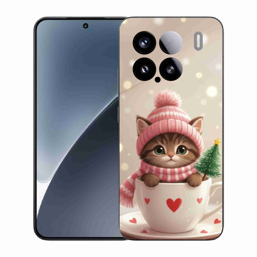 Gelový kryt mmCase na Xiaomi 15 - vánoční kotě v hrnku