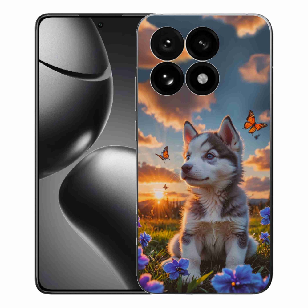 Gelový kryt mmCase na Xiaomi 15T - husky při západu slunce
