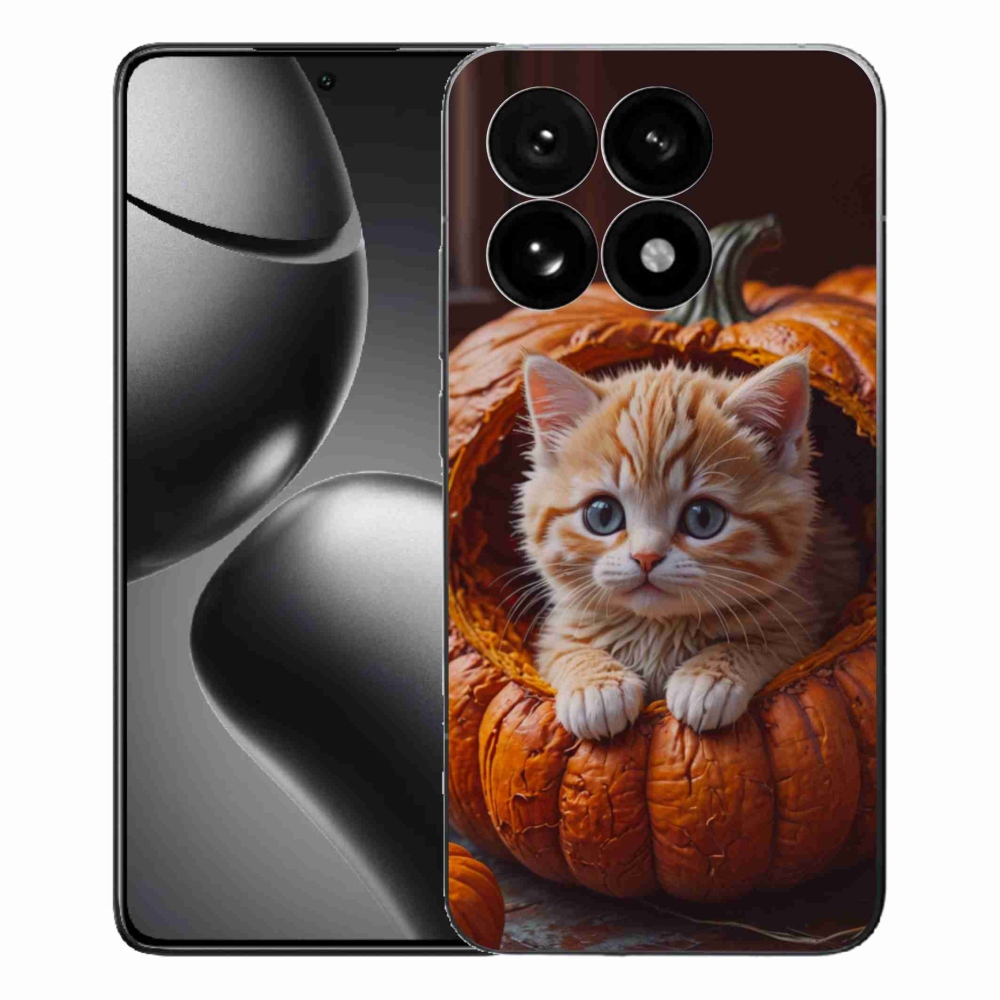 Gelový kryt mmCase na Xiaomi 15T - kotě a dýně 2