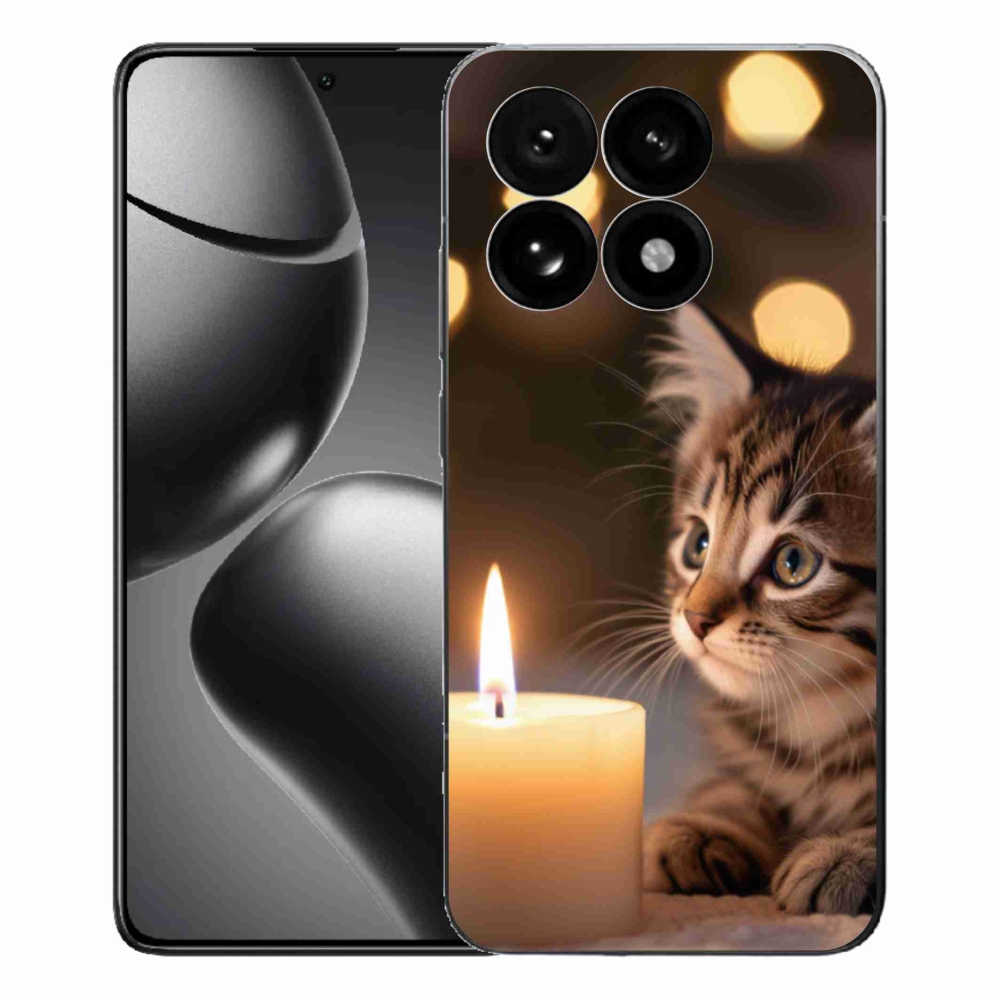 Gelový kryt mmCase na Xiaomi 15T - kotě a svíčka
