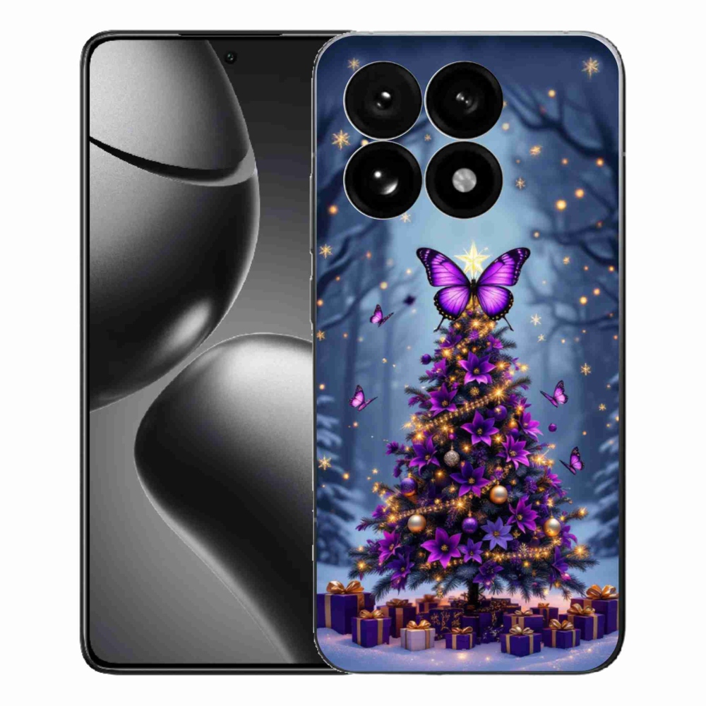 Gelový kryt mmCase na Xiaomi 15T - motýlí vánoční stromek