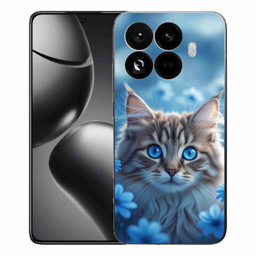 Gelový kryt mmCase na Xiaomi 15T Pro - koťátko v modrých květech