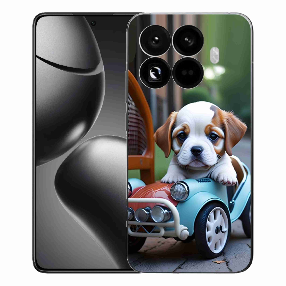 Gelový kryt mmCase na Xiaomi 15T Pro - štěně v retro autě