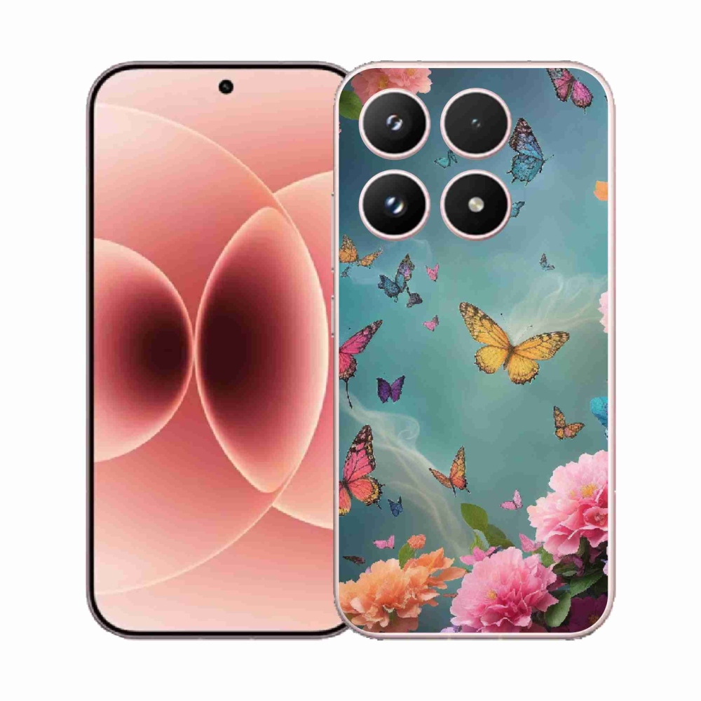 Gelový kryt mmCase na Xiaomi 17 - barevné květy a motýli