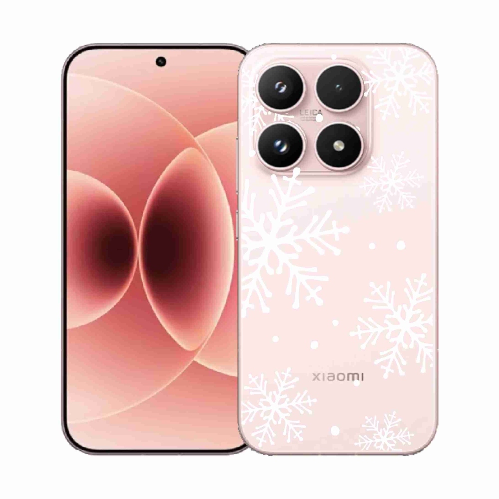 Gelový kryt mmCase na Xiaomi 17 - bílé vločky na průhledném pozadí