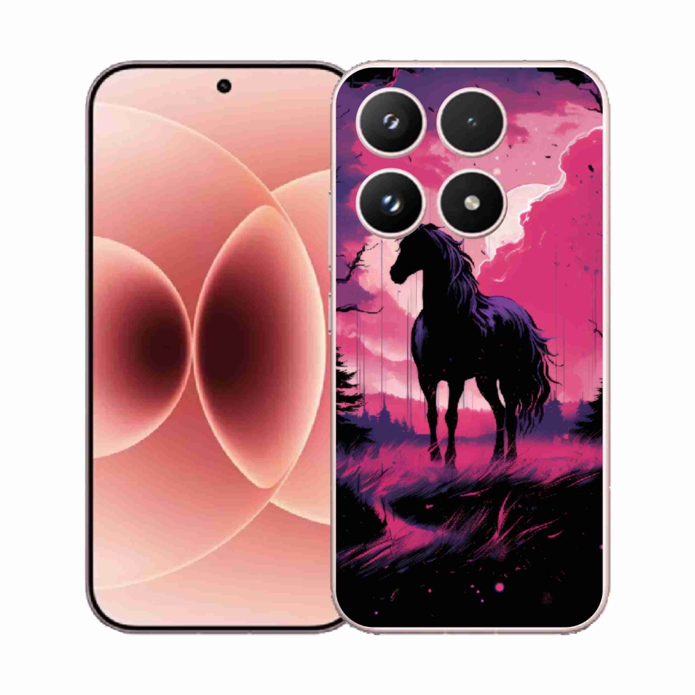Gelový kryt mmCase na Xiaomi 17 - černý kreslený kůň 1