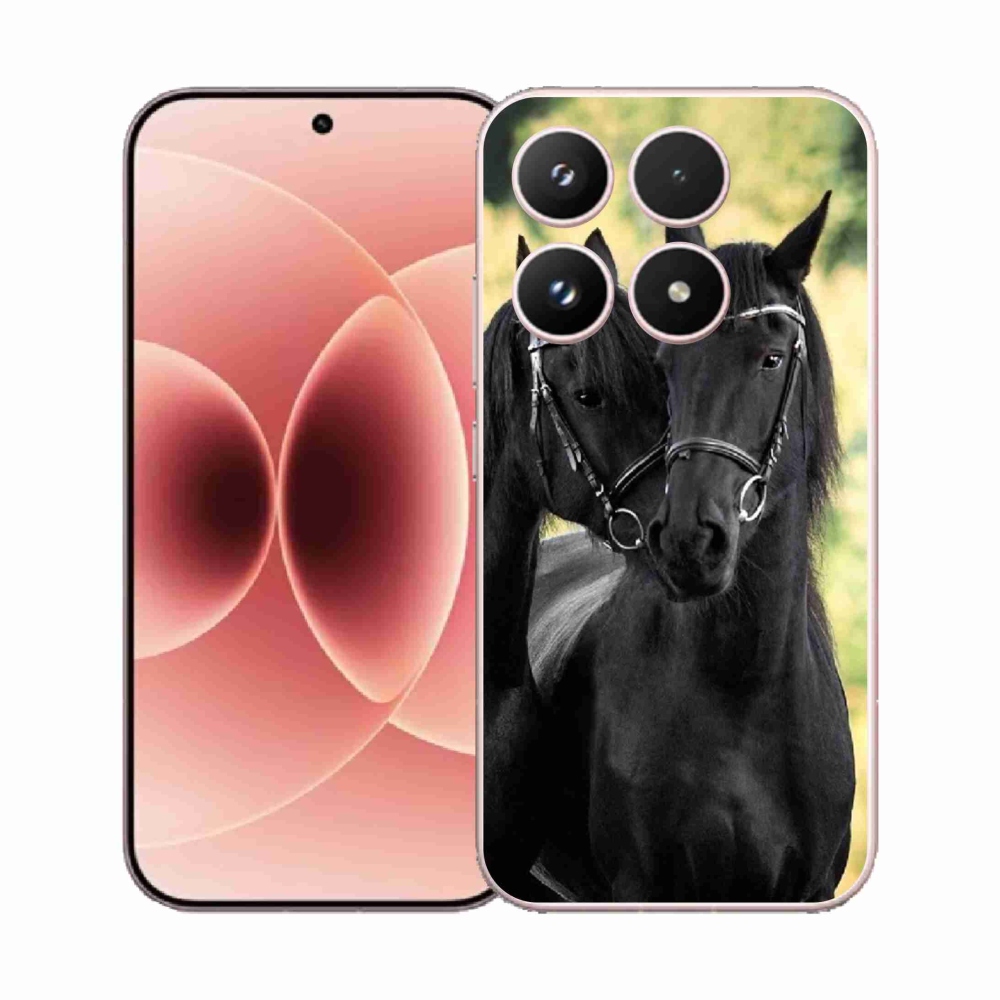 Gelový kryt mmCase na Xiaomi 17 - dva černí koně