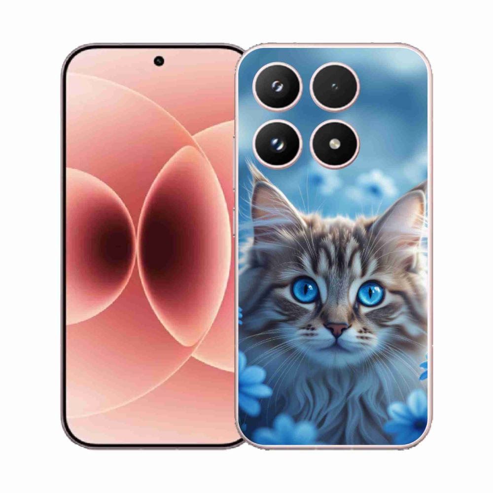 Gelový kryt mmCase na Xiaomi 17 - koťátko v modrých květech