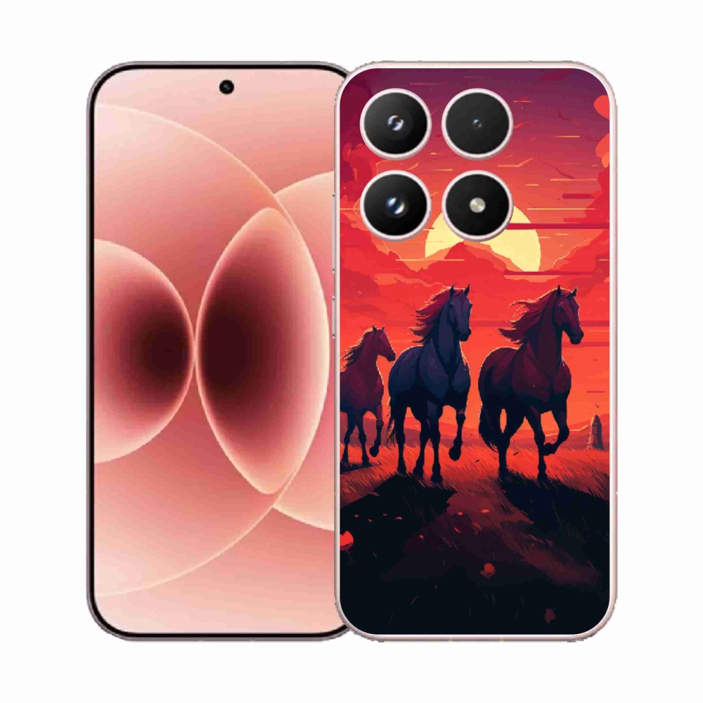 Gelový kryt mmCase na Xiaomi 17 - koně a západ slunce