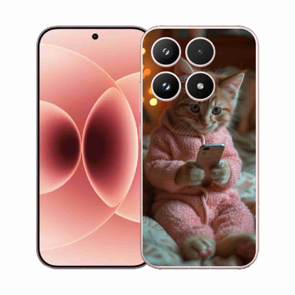 Gelový kryt mmCase na Xiaomi 17 - kotě s mobilem