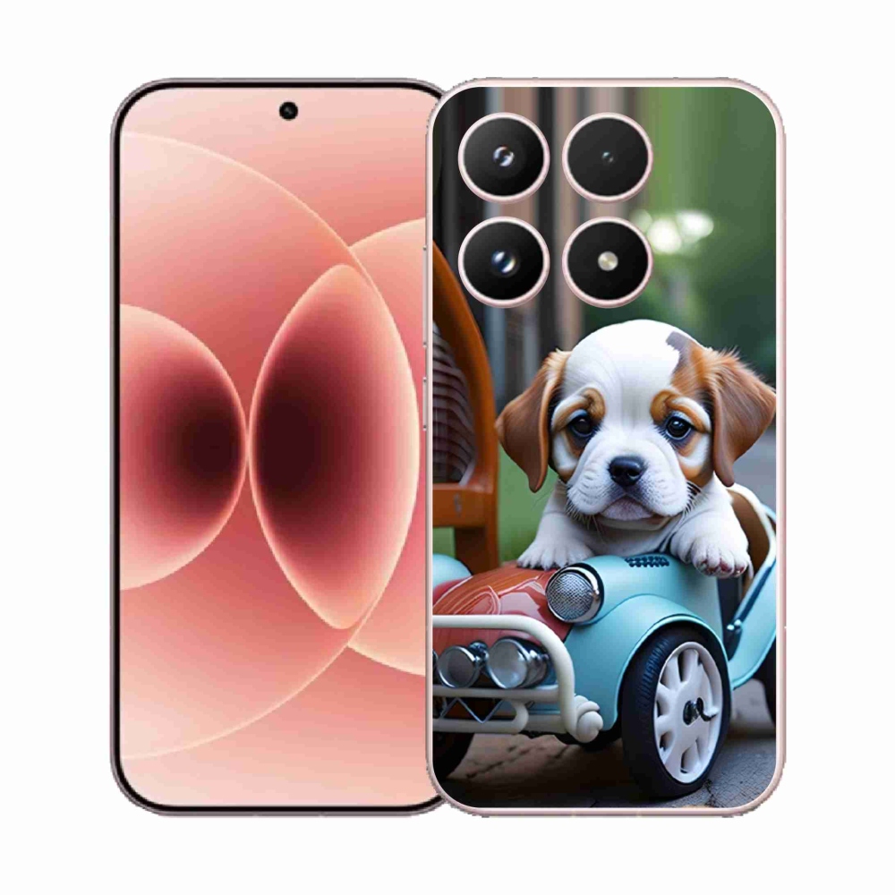 Gelový kryt mmCase na Xiaomi 17 - štěně v retro autě