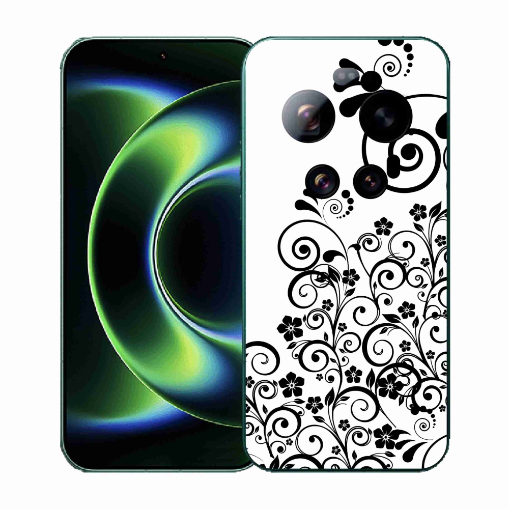 Gelový kryt mmCase na Xiaomi 17 Ultra - černobílé květinové vzory