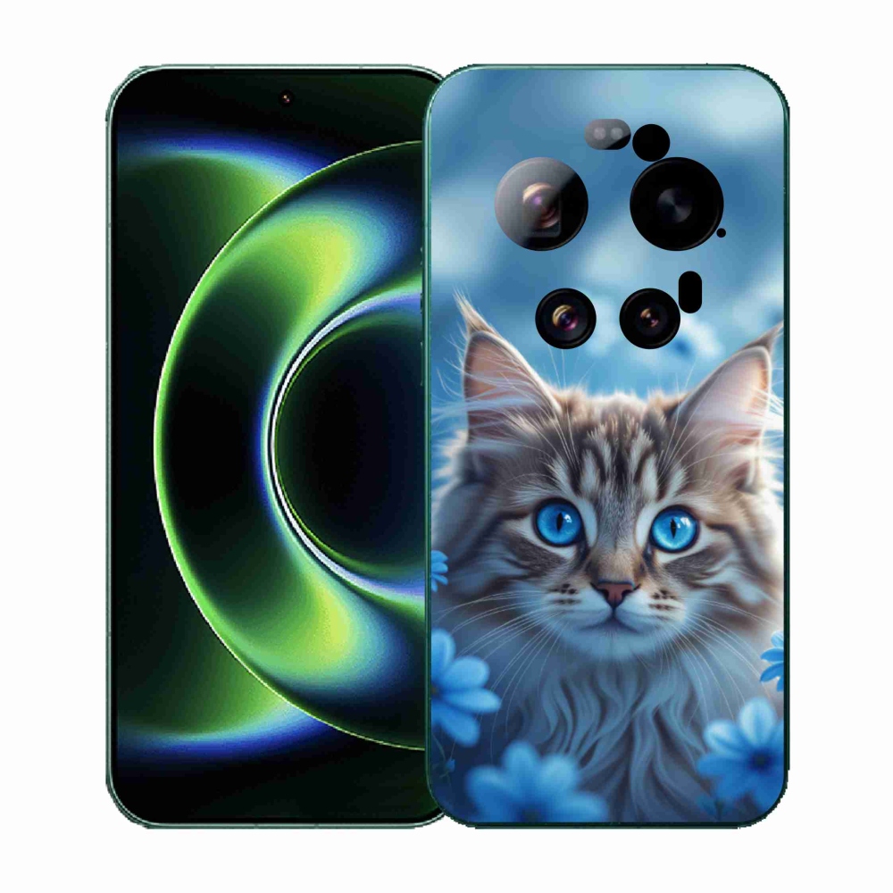 Gelový kryt mmCase na Xiaomi 17 Ultra - koťátko v modrých květech