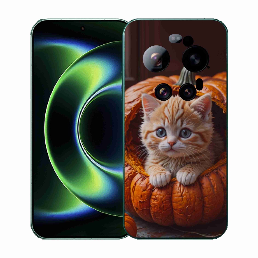 Gelový kryt mmCase na Xiaomi 17 Ultra - kotě a dýně 2