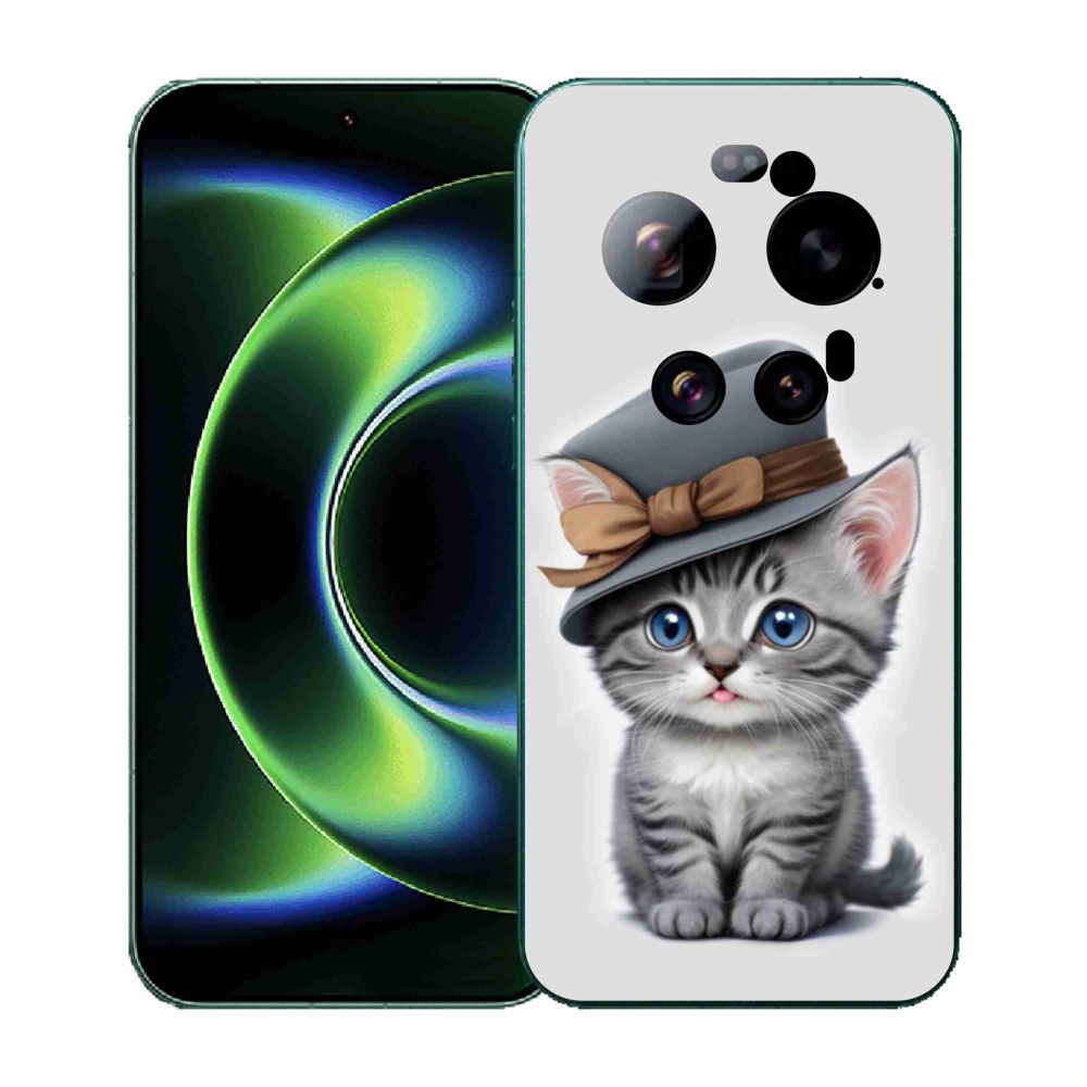 Gelový kryt mmCase na Xiaomi 17 Ultra - kotě s kloboukem