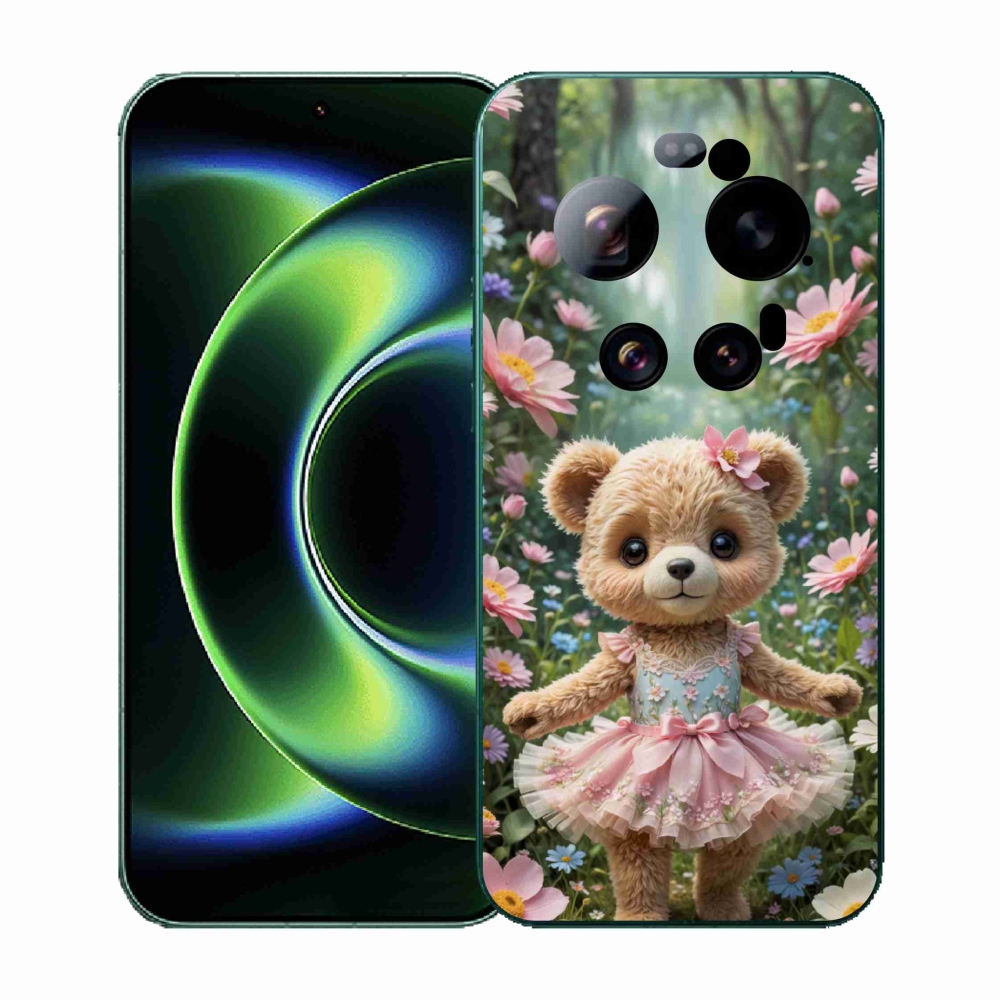 Gelový kryt mmCase na Xiaomi 17 Ultra - roztomilý medvídek v květinách