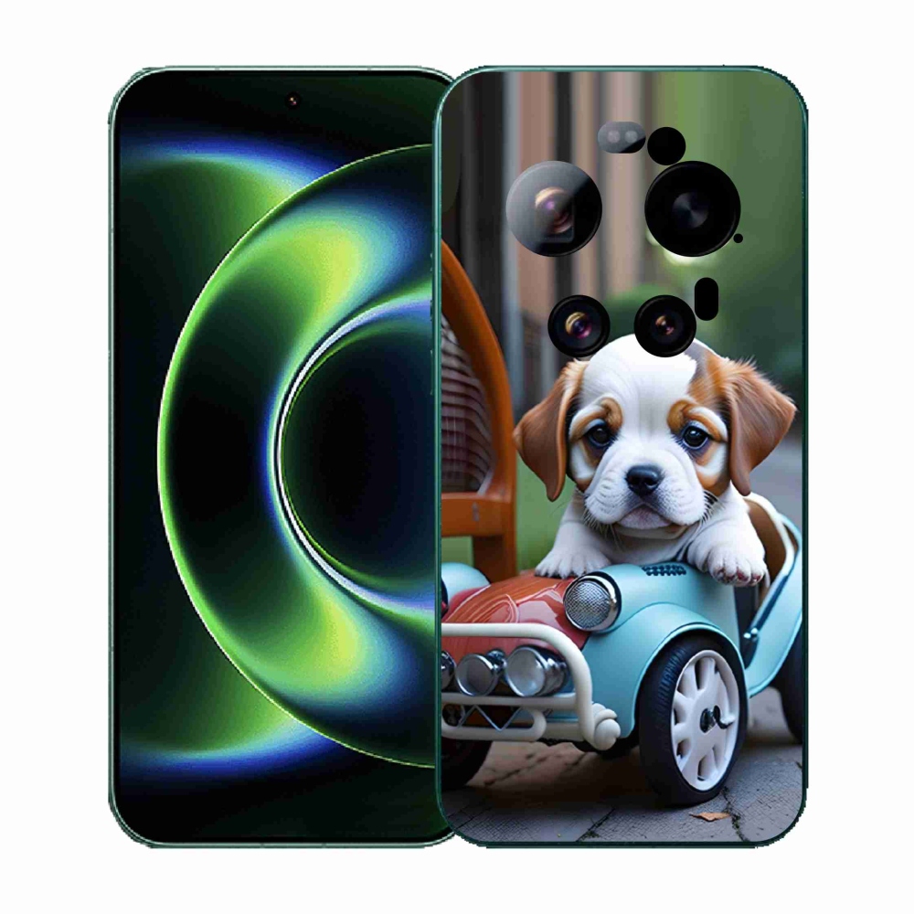 Gelový kryt mmCase na Xiaomi 17 Ultra - štěně v retro autě