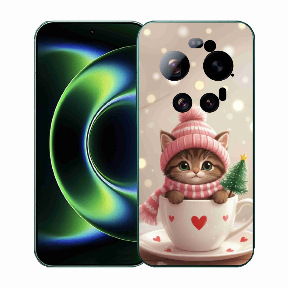 Gelový kryt mmCase na Xiaomi 17 Ultra - vánoční kotě v hrnku