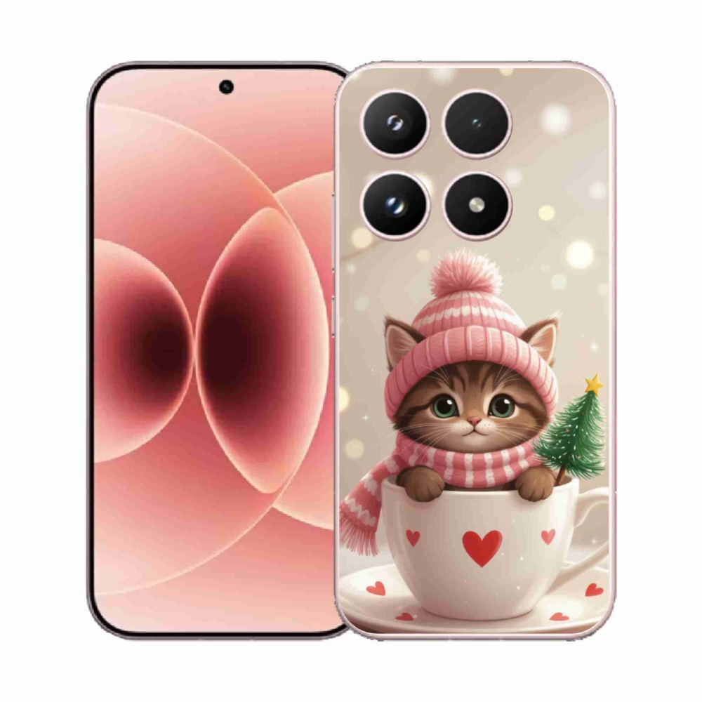 Gelový kryt mmCase na Xiaomi 17 - vánoční kotě v hrnku