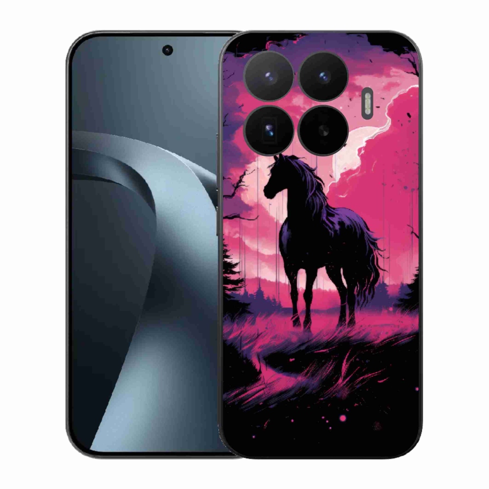 Gelový kryt mmCase na Xiaomi 17T - černý kreslený kůň 1